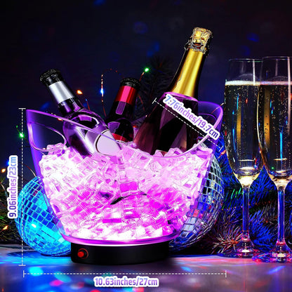 Umigy 4 Pcs LED Ice Buckets 2l Clear Plastic Beer Buckets with LED Light RGB Colors Changing Cooler Ice Container with Stand for Party Home Bar Ktv Clubs