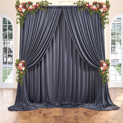 10 ft x 10 ft Wrinkle Free White Backdrop Curtains for Wedding Parties, Polyester Photography Backdrop Drapes for Birthday Parties Stage Backdrop Stand, 2 Panels 5x10FT Background Curtains