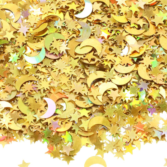4000 PCS Gold Star Confetti, Glitter Foil Confetti, Sprinkles Moon and Stars for Table, Star Sequins for Wedding Party Birthday Festival Decorations (45g)