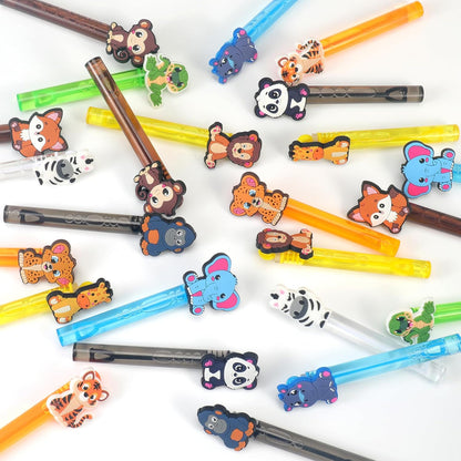 24PCS Animal Bubble Wands for Wild One Birthday Baby Shower Decorations Safari Jungle Theme Party Favors Supplies, Pinata Goodie Bags Filler, Classroom Prizes, Valentines Gifts, Easter Stuffers