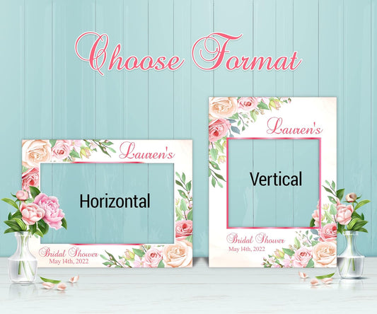 Personalized Bridal Shower Selfie Frame, Floral Bridal Shower Selfie Frame, Photo Booth Bachelorette Selfie Frame, Bridal Shower Decoration, VP2180