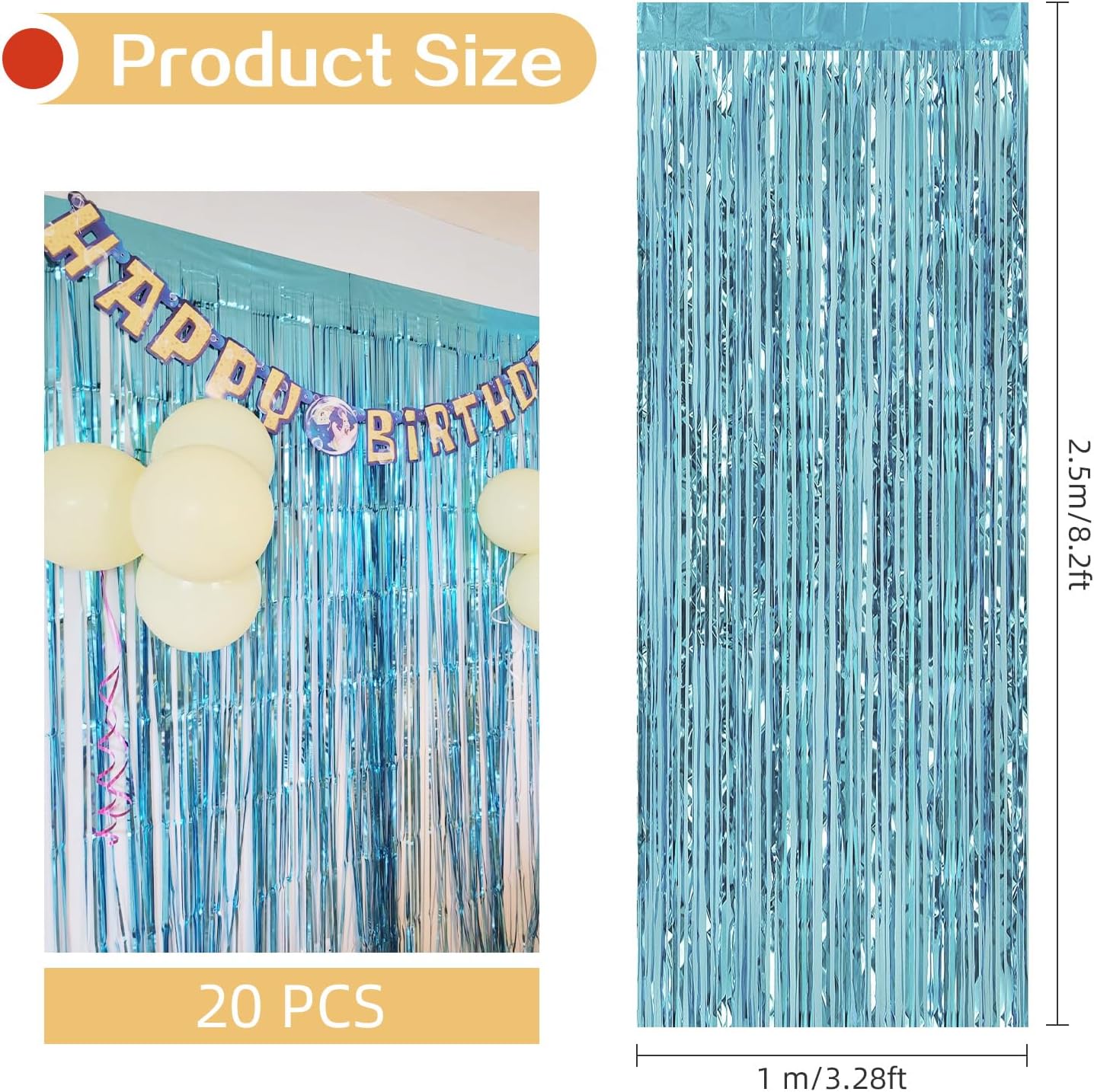 20 Pack Silver Foil Curtain Backdrop 3.2ft x 8.2ft Foil Fringe Backdrop Curtain Metallic Tinsel Foil Fringe Curtains Streamer Backdrop Curtains for Birthday Party Decorations Photo Booth (Silver)