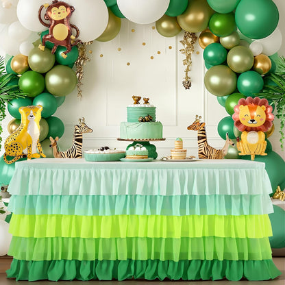 Pastel Rainbow Table Skirt Ruffle Party Tablecloth for Rectangle Table 6ft Birthday Party Baby Shower