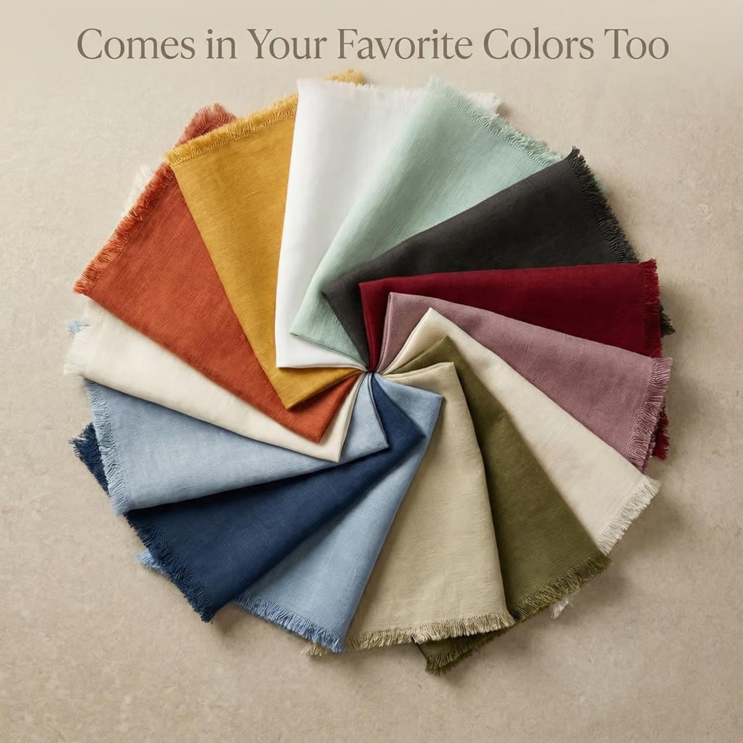 ACCENTHOME Natural Cotton Linen Napkin Set of 12 18x18 inch Dinner Napkins - Washable Soft Premium Hotel Quality Reusable Hemmed Edges Napkins Perfect Table Linens for Family Dinners, Weddings