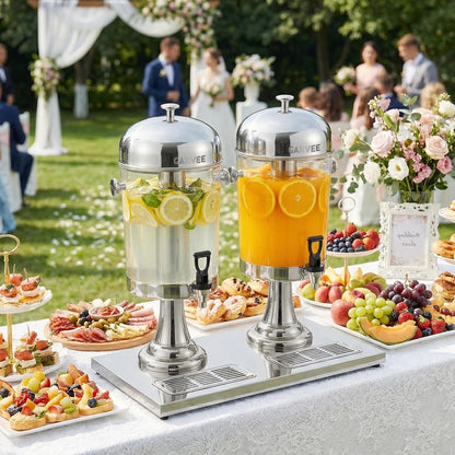 Garvee 2.2 Gallon Commercial Beverage Dispenser, Stainless Steel Beverage Dispenser with Ice Core, Stand & Spigot for Cold Juice, Iced Tea and Lemonade At Parties & Weddings