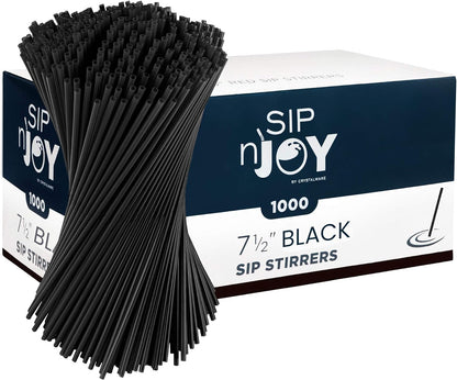 Coffee Stirrers Sticks, Disposable Plastic Drink Stirrer Sticks, 1000 Stirrers, Use It As A Coffee Straws Or A Cocktail Mixers (Black, 5-Inch (Pack of 1)