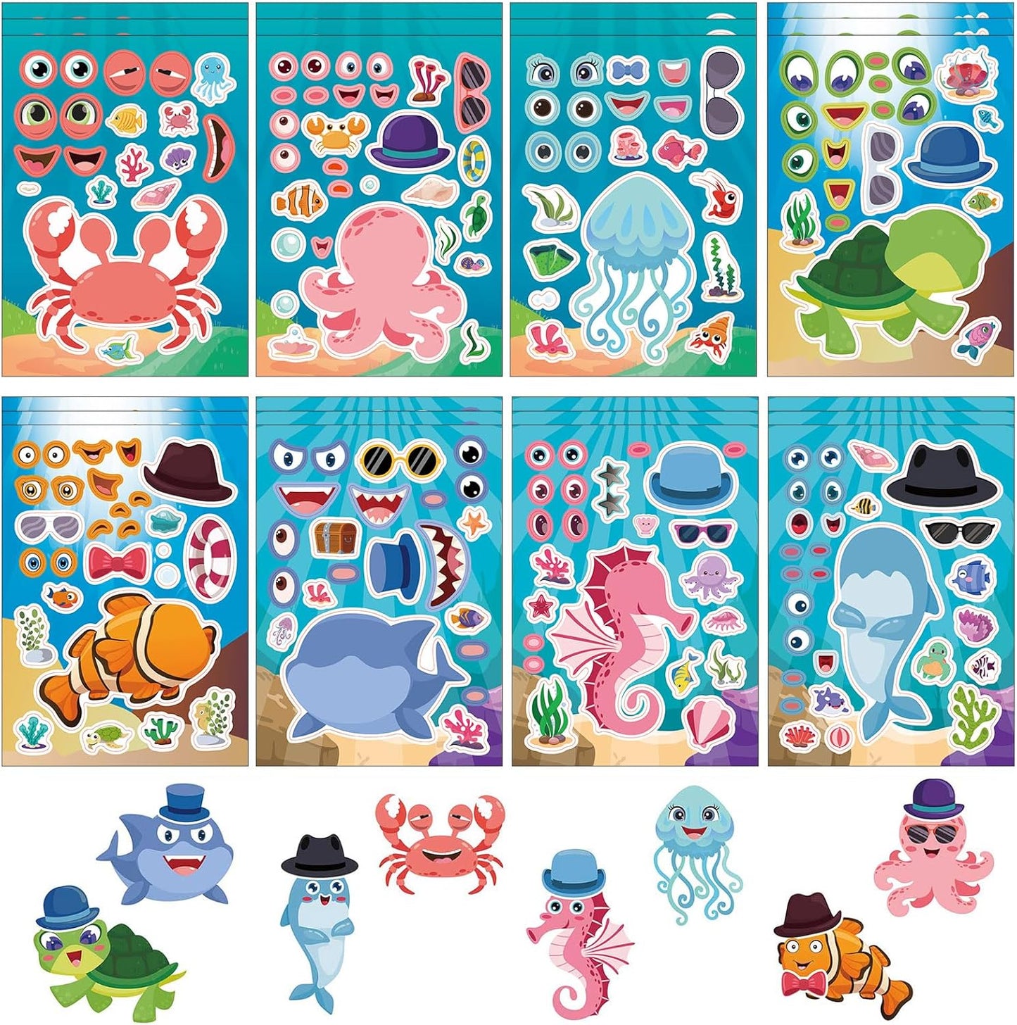 24 Sheets Cupcake Make a Face Sticker Sheets for Kids Todders Activities, Make Your Own Stickers for Kids Birthday Party Favor Supplies Craft