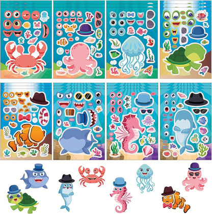 24 Sheets Cupcake Make a Face Sticker Sheets for Kids Todders Activities, Make Your Own Stickers for Kids Birthday Party Favor Supplies Craft