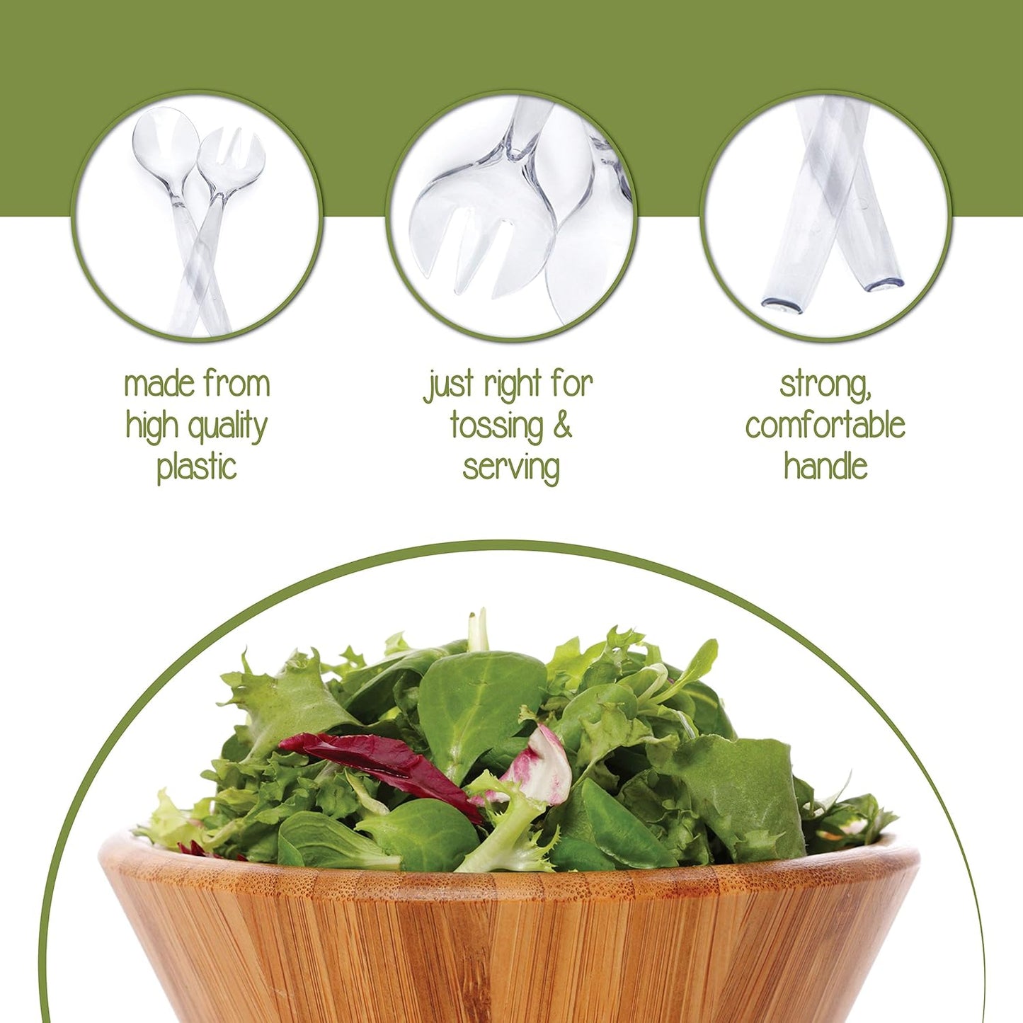 Plasticpro Disposable Plastic Serving Utensils Set of 4 Salad Spoons, And 4 Salad Forks, Clear Heavyweight