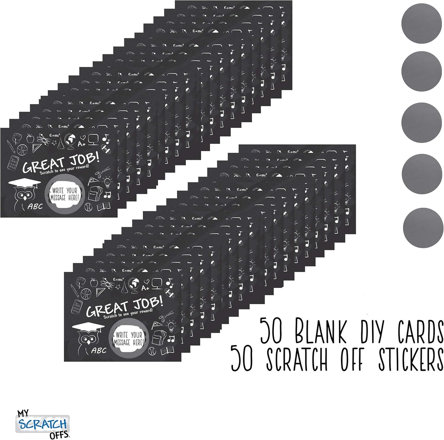 My Scratch Offs - Customizable Scratch-Off Cards Graffiti Design for Prizes, Classroom Rewards & Teacher Supplies, 50 Pack