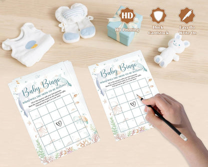 Under The Sea Baby Shower Bingo Game, Pack of 30 Game Cards, Sea Creatures Ocean Shower Game, Gender Reveal Party Decorations, Gender Neutral - KR77