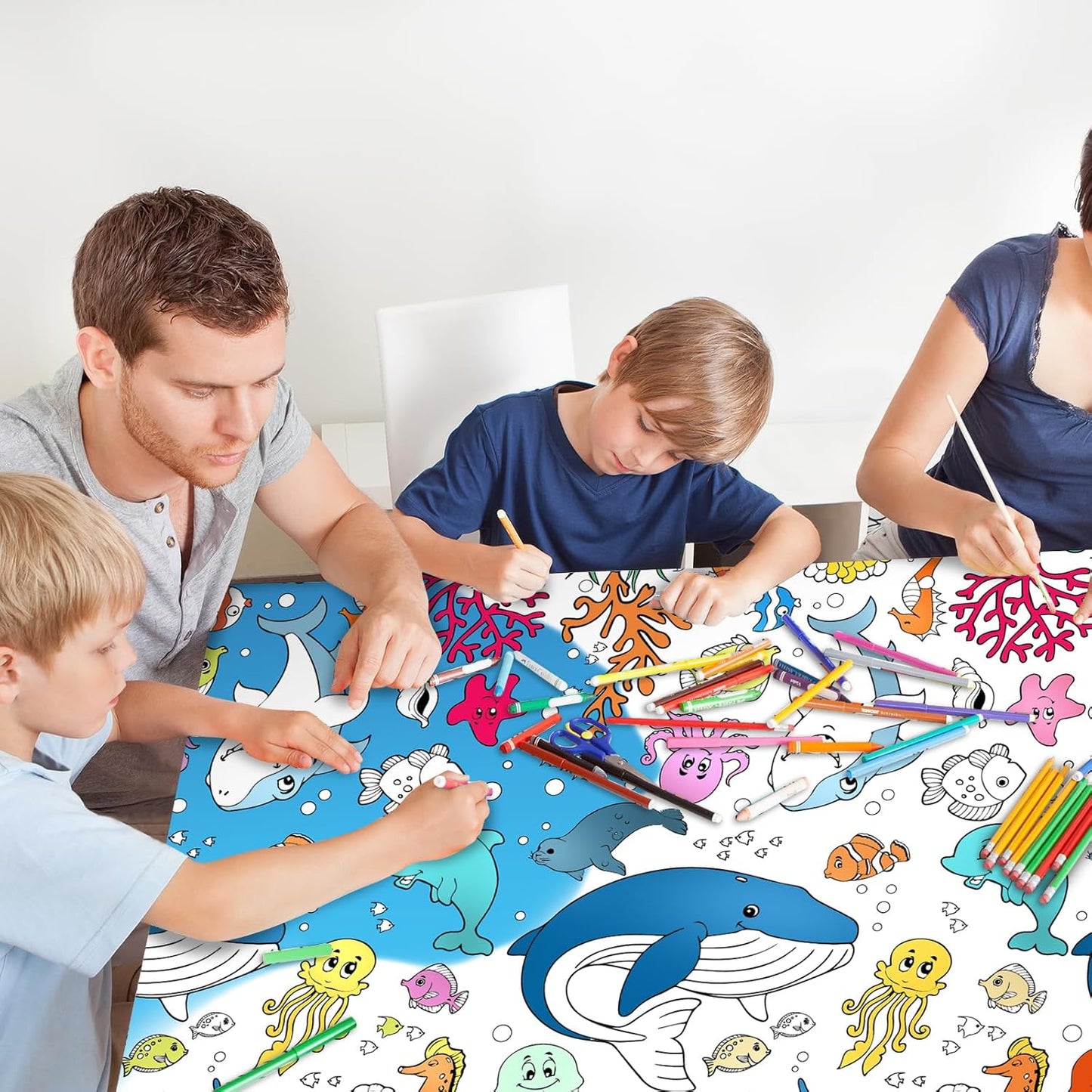 Giant Construction Party Coloring Tablecloth for Kids - Huge Construction Theme Table Cover Large Dump Truck Vehicle Painting Poster for Children Birthday Party Supplies 54x108 Inch