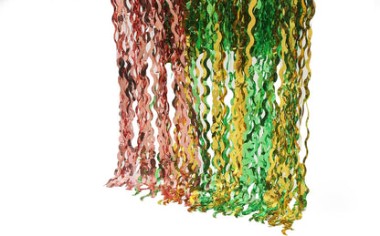 3 Pack Colorful Foil Fringe Curtain Backdrop - 6.6 x 3.3 ft Wavy Rainbow Tinsel Backdrop Curtain Metallic Streamers Iridescent Holiday Photo Booth Party Decorations