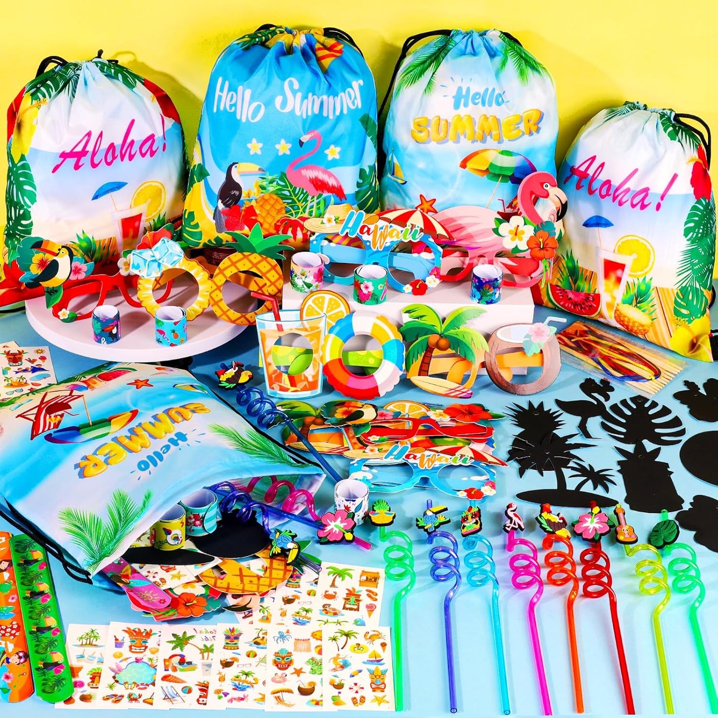 ANPHILE 12 Pack Hawaiian Luau Party Favors, Tropical Luau Party Favors Pinata Filler Goody Bag Stuffer for Summer Pool Beach Party