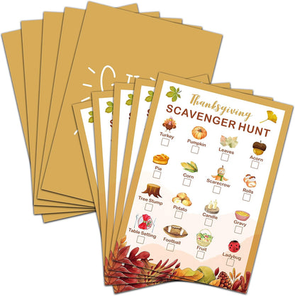 Gihyan Thanksgiving Scavenger Treasure Hunt Game- Fall Pumpkin Party Games Cards, Autumn Activities for Adults, Holiday Hunt for Friends, Thanksgiving Party Supplies Decorations(30 Pack)-01