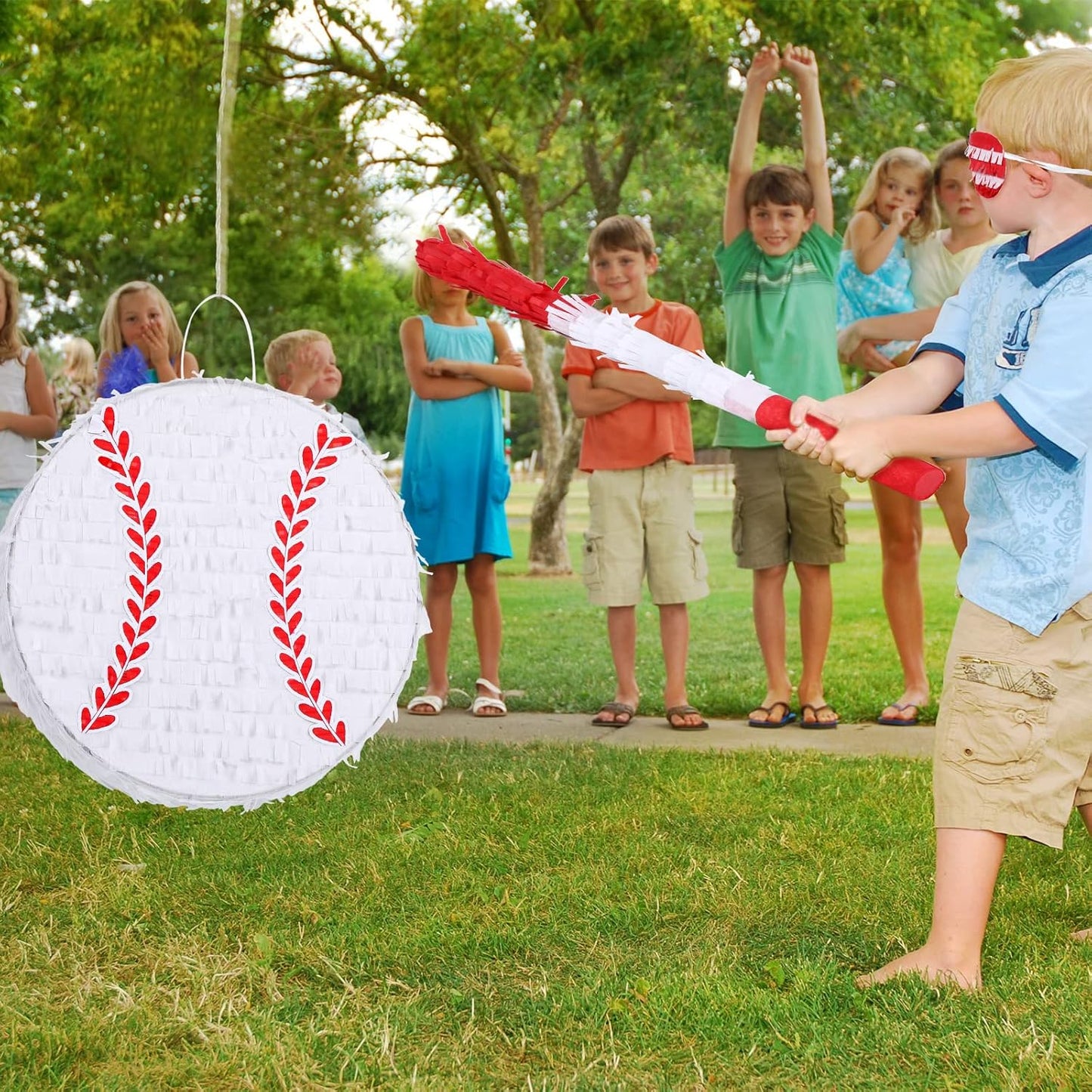 Deekin Large Carnival Piñata Stick with Blindfold Confetti Set Circus Tent Piñata for Birthday Carnival Theme Party Decorations Gaming Holiday Celebration Game Supply