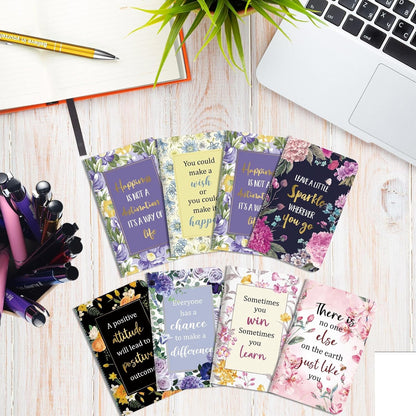 Funrous 32 Pcs Motivational Quote Pens Inspirational Notepads Mini Journal with Ballpoint Pen Small Notebooks Gift for Men Women Coworker Adult Party Favors Prize Teacher Student Office(Stylish)