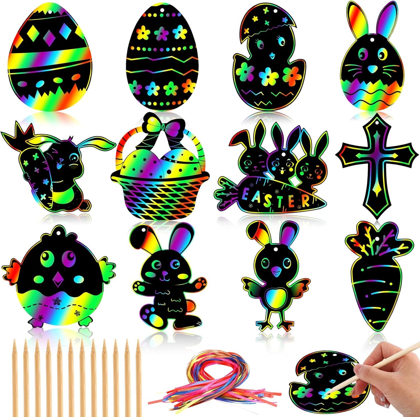 JULMELON 36 PCS Ocean Crafts, Rainbow Scratch Art Under The Sea Party Favors DIY Magic Color Summer Ocean Animals Scratch Cards for Summer Party Favors School Activities