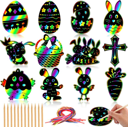 JULMELON 36 PCS Ocean Crafts, Rainbow Scratch Art Under The Sea Party Favors DIY Magic Color Summer Ocean Animals Scratch Cards for Summer Party Favors School Activities