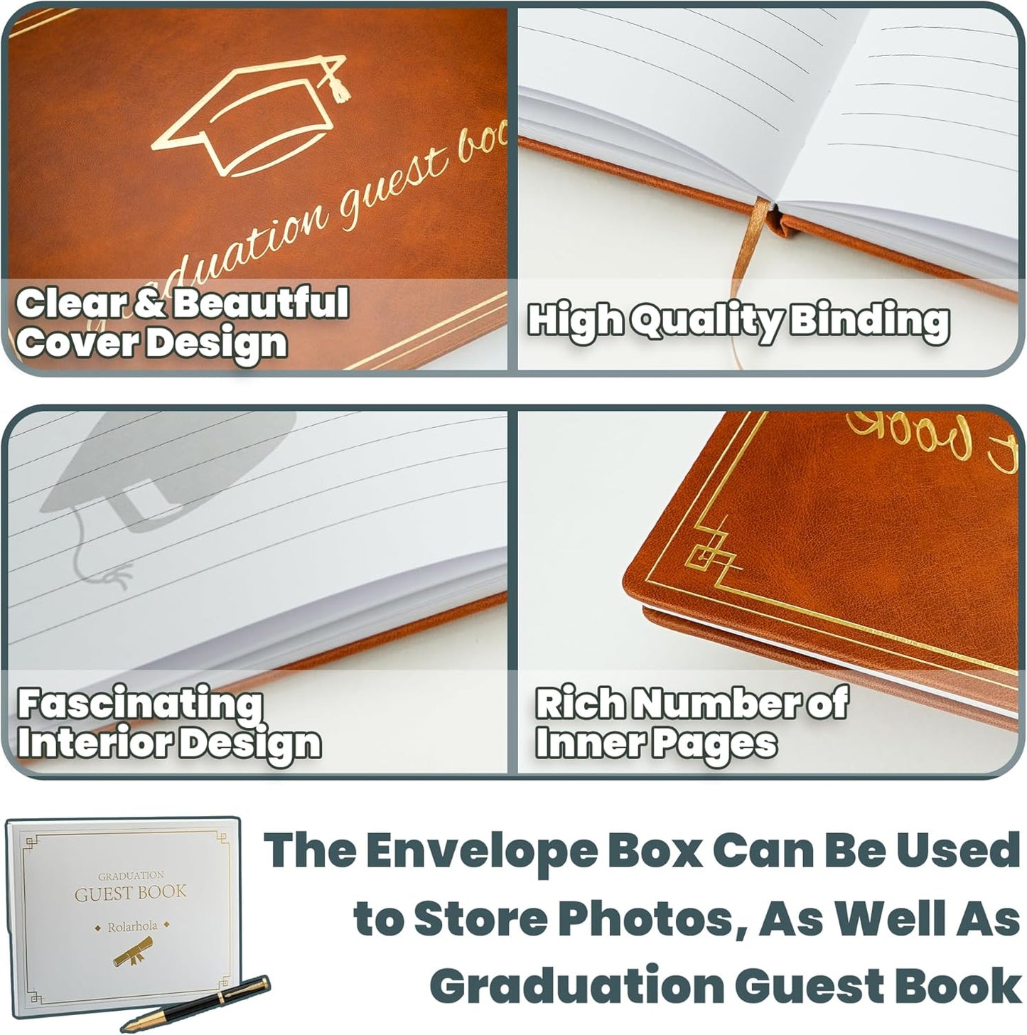2026 Graduation Guest Book - Elegant 7x9 Inch White, Graduation Memory Book 2026 with Premium 120 Pages, 2026 Graduation Guest Sign in Book for College Graduates (Classic Graduation Gift)
