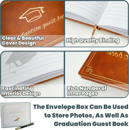 2026 Graduation Guest Book - Elegant 7x9 Inch White, Graduation Memory Book 2026 with Premium 120 Pages, 2026 Graduation Guest Sign in Book for College Graduates (Classic Graduation Gift)