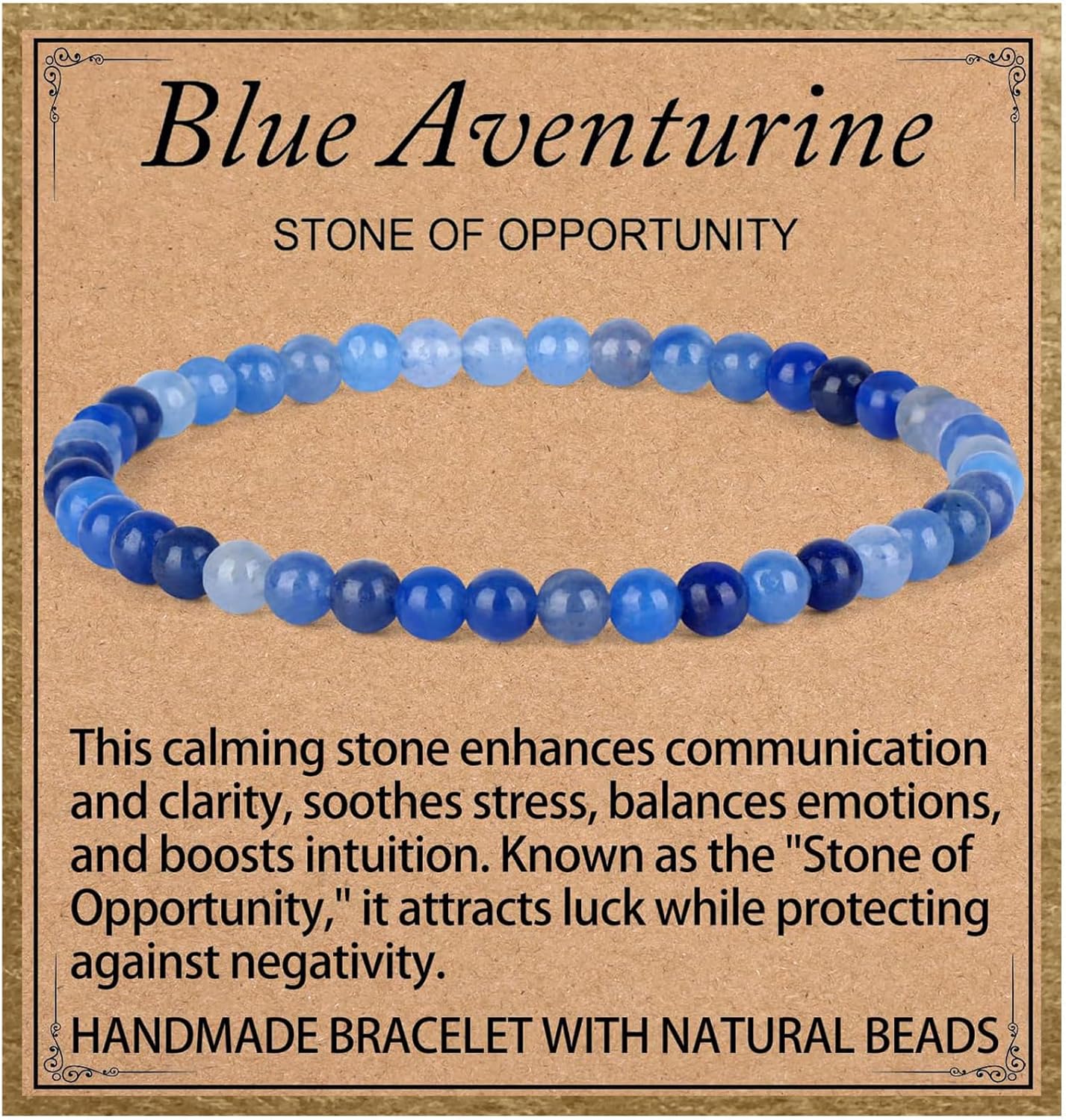 LPBeads Handmade Natural Gemstone Stretch Elastic Bracelet Healing Crystal Round Stone Beads Jewelry Gifts for Women Men