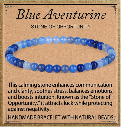 LPBeads Handmade Natural Gemstone Stretch Elastic Bracelet Healing Crystal Round Stone Beads Jewelry Gifts for Women Men