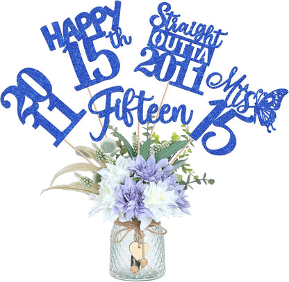 15 PCS 50th Birthday Centerpiece Sticks Fifty Happy 50th Straight Outta 1976 Table Flower Centerpieces Sticks Cheers to 50 Floral Decorations for 50th Birthday Party Centerpieces Supplies Black