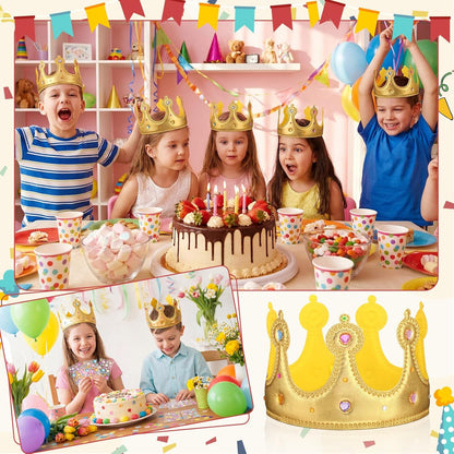 Yaomiao 44 Pcs Birthday Foam Crowns for Kids Princess Tiaras King Hat Bulk Diamond Sticker Kits for Crown Party Supplies