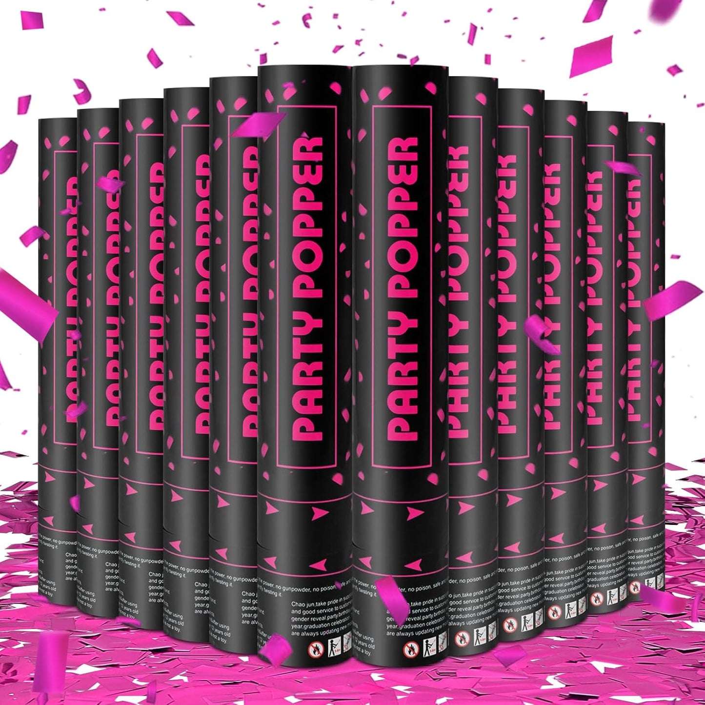 Confetti Cannon Gold Party Poppers 12 Pack Party Cannon Confetti Shooters for Celebrations Wedding Birthday Graduation Golden Foil 12 inch Confetti Poppers for Christmas New Year Eve Parties Supply