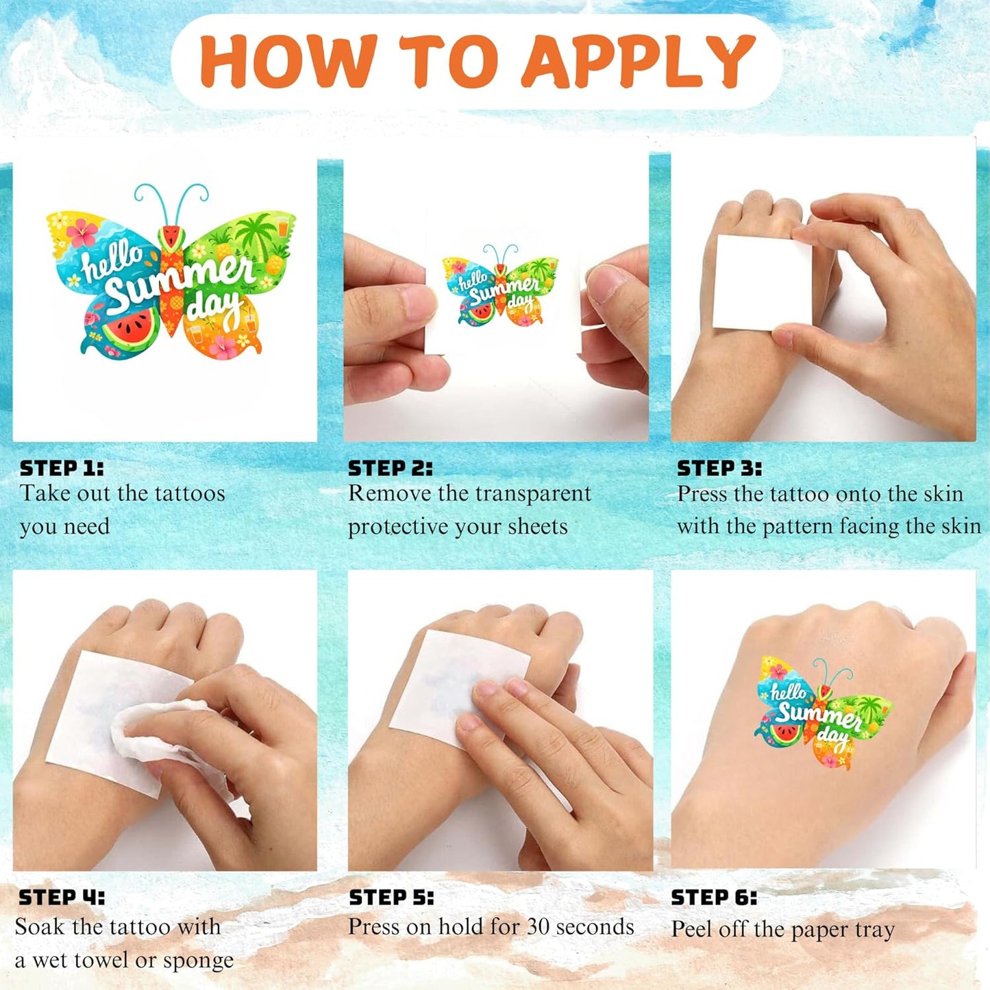 Tropical Flower Hawaiian Temporary Tattoos for Kids - 96 PCS Pre-cut Hawaii Luau Hibiscus Plumeria Party Favors Flower Summer Waterproof Stickers for Summer Aloha Party Decoration Supplies
