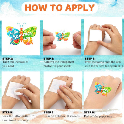 Tropical Flower Hawaiian Temporary Tattoos for Kids - 96 PCS Pre-cut Hawaii Luau Hibiscus Plumeria Party Favors Flower Summer Waterproof Stickers for Summer Aloha Party Decoration Supplies