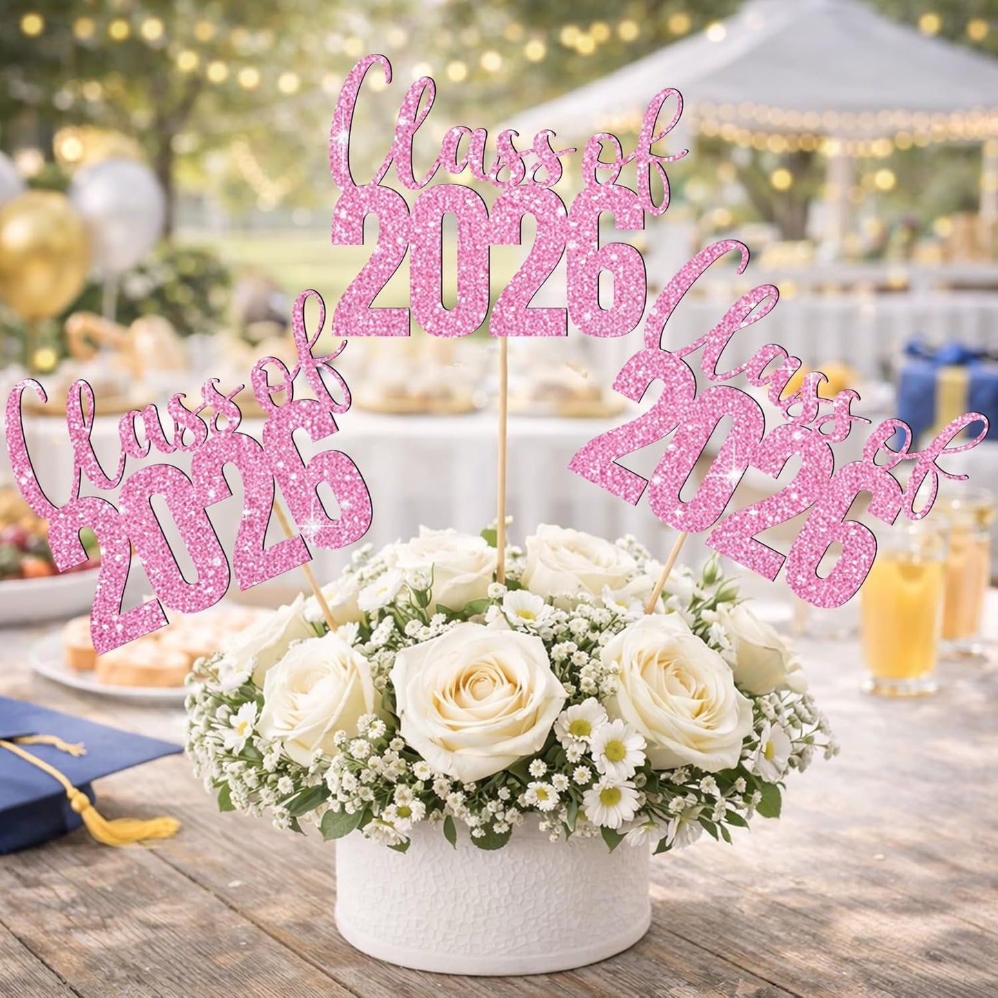 Class of 2026 Centerpieces Sticks for Graduation, 16 Pcs Graduation Decorations Cake Toppers, Graduation Theme Party Decorations Supply(BG)