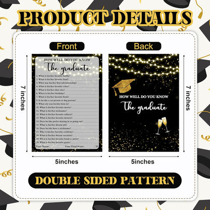 Graduation Games, Black Gold Grad Party Game Cards for Adults, Graduation Guest Bingo Games, Graduation Celebration Party Favors Supplies, 25 Pack (08)