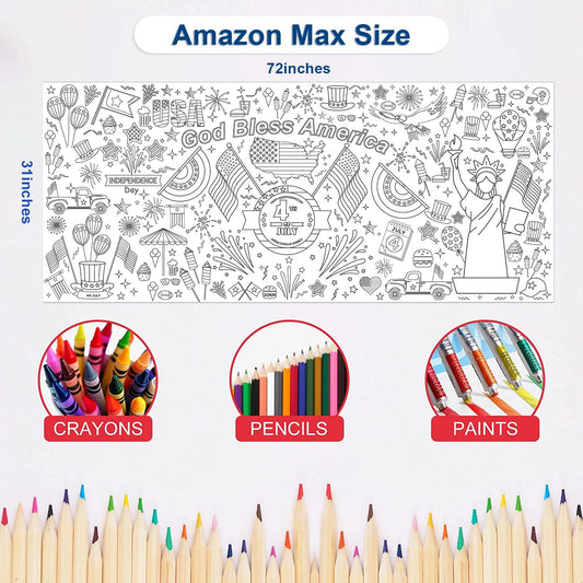 OHOME Summer Giant Coloring Poster/Tablecloth - Summer Decorations - 30 x 72 Inches Jumbo Paper Coloring Banner - Kids Crafts Gifts Toys Games Ice Cream Party Decorations - Arts Crafts Supplies
