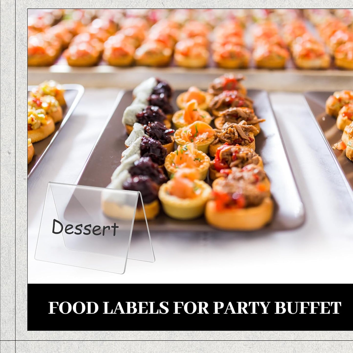 Outus 12 Pcs 4 x 3 Inches Buffet Food Labels Mini Small Chalkboard Signs White Acrylic Food Markers Little Price Signs with 2 Pcs Erasable Marker for Wedding Birthday Bakery Table Display