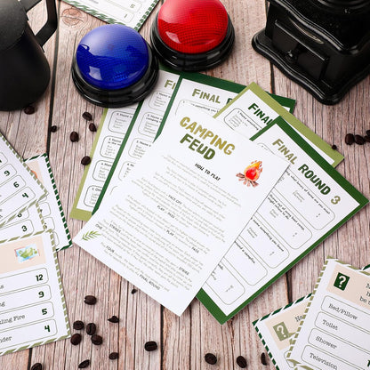 20 Pcs Retirement Friendly Feud Game Set Retirement Party Game Trivia Quiz with 18 Card 2 Buzzer for Adults Family Games Activities Party Supplies, Battery Not Included