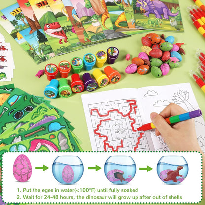BenLouis 84Pcs Dinosaur Party Favors Dino Theme Coloring Books Crayons Sticker Set Bulk for Kids Jurassic Birthday Goodie Bag Stuffer Classroom Gifts Rewards Craft Pinata Fillers