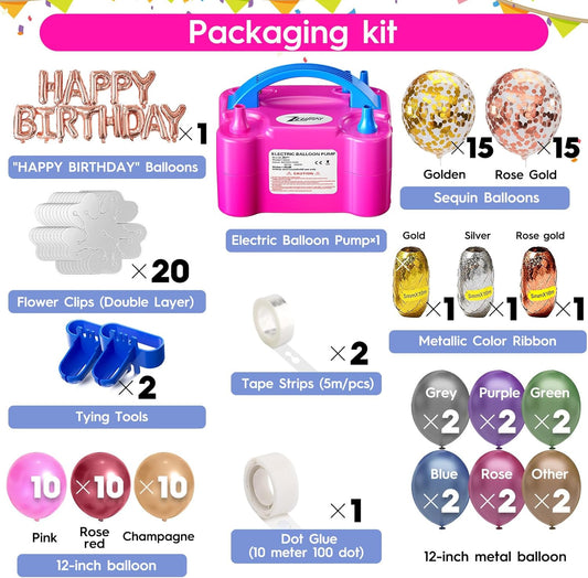 Balloon Pump Electric, Portable Balloon Inflator, Dual Nozzle 110v 600w With 113 Accessories Including Electric Air Pump, Birthday Decorations, Party Decorations, Suitable Gender Reveal, Baby Shower