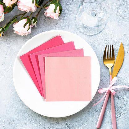 Layhit 100 Pcs Cocktail Napkins Disposable Beverage Napkins Square Paper Dessert Tissue for Wedding Birthday Celebration Party Supplies(Brown Series,5 x 5 Inch)