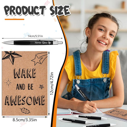 Yeaqee 72 Pcs Motivational Pens Notepads Gifts Set Inspirational Quote Ballpoint Pen Small Notebook Mini Journal Bulk Present Idea for Teacher Coworker Gifts Women Office School(Inspiring)