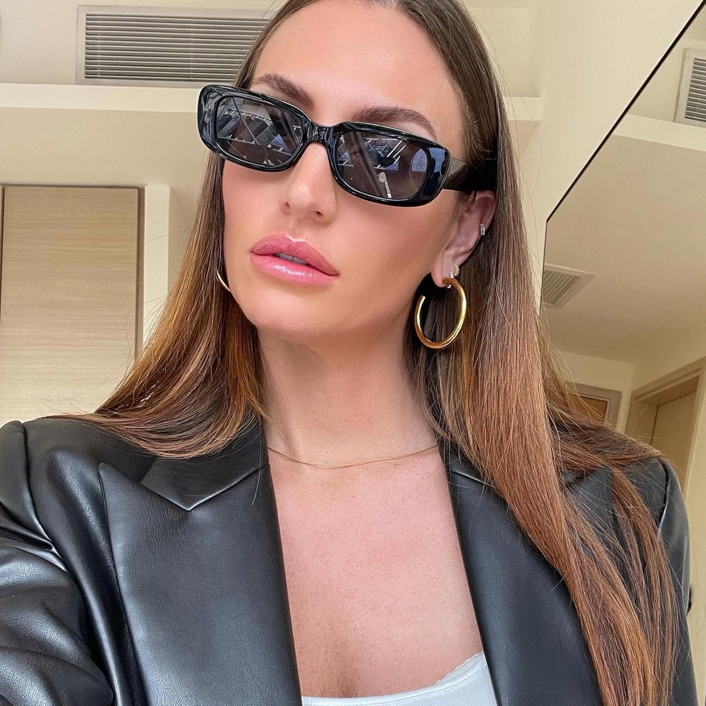 SUNOVELTIES 10 Pack Rectangle Sunglasses for Women Retro Narrow Square Glasses 90s Aesthetic Vintage Eyewear Uniex Adult
