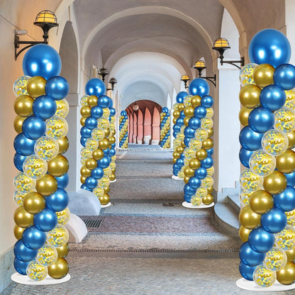2 Set Black and Gold Balloons Column Stand Kit with 100 Balloons Adjustable Balloon Stand with Bases for Floor Black Gold Confetti Balloon Column Kit for Bridal Shower Valentine Birthday Party Decor