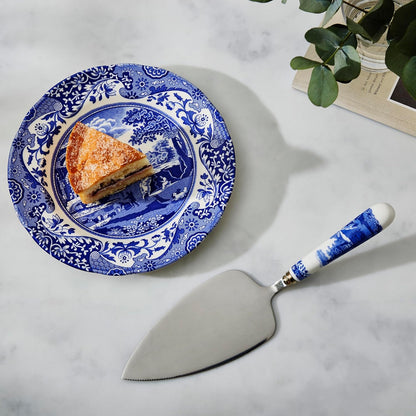 Spode Blue Italian Cake Server - 10 Inch Porcelain Dessert Knife for Slicing Cakes, Pies, Pastries