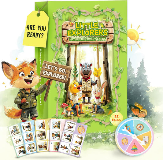Kids Nature Scavenger Hunt – Outdoor Game for Kids | Laminated Waterproof, Wipe-Clean | 55 Cards, 5 Themes, Spinner & Stickers, Soft-Touch | Ages 3–12 Stocking Stuffers