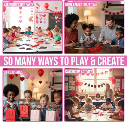 Iconikal Valentines Day 48 Ornament Cards with 24 Sticks Magic Scratch Art Hearts, Bulk Pack for Kids, Red, Pink and White Background