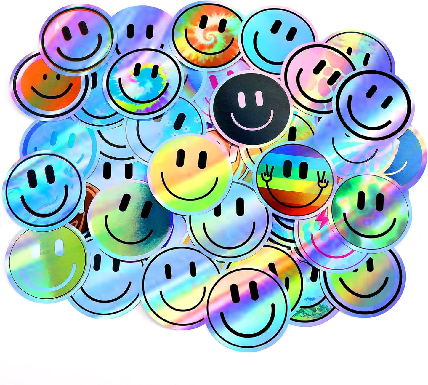 50PCS Smiling Stickers, Cute Water Bottle Stickers for Kids, for Teaching Rewards, Notebooks, Stationery, Luggage, Cartoon PVC Happy Stickers