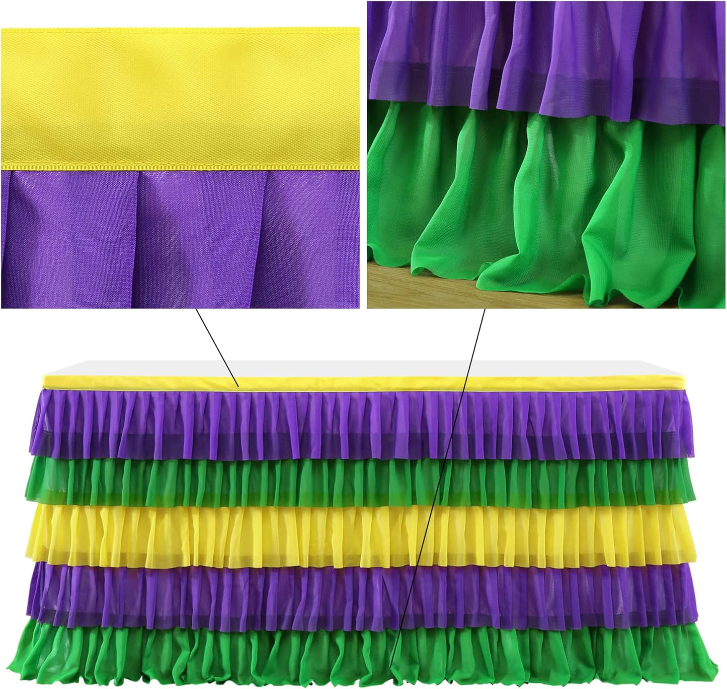 Pastel Rainbow Table Skirt Ruffle Party Tablecloth for Rectangle Table 6ft Birthday Party Baby Shower
