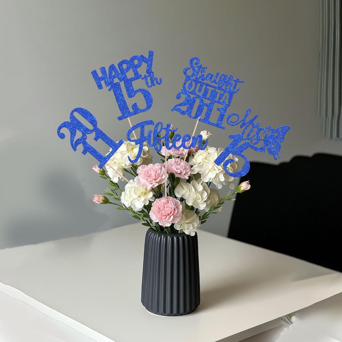 15 PCS 50th Birthday Centerpiece Sticks Fifty Happy 50th Straight Outta 1976 Table Flower Centerpieces Sticks Cheers to 50 Floral Decorations for 50th Birthday Party Centerpieces Supplies Black