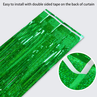 Melsan 2 Pack 3.2 ft x 8.2 ft Tinsel Foil Fringe Curtains Backdrop, Sparkle Metallic Foil Curtains for Party Photo Booth Props Decoration, Pinkish Purple
